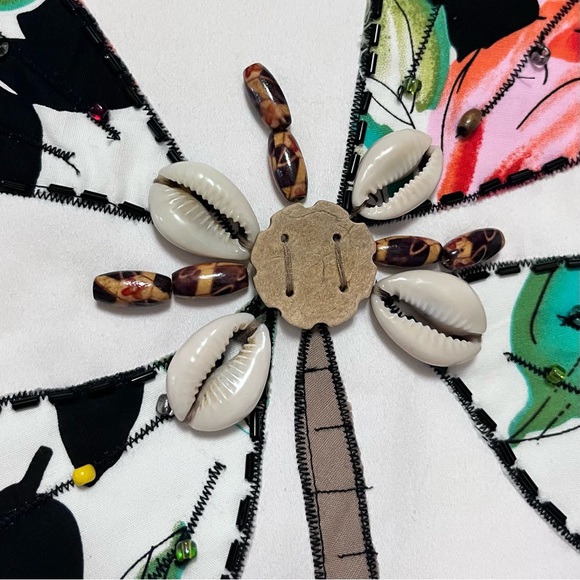 Cache Vintage Beaded Skirt A-Line Tropical Blossom Bamboo Floral SZ 4 White Y2K - Picture 3 of 11